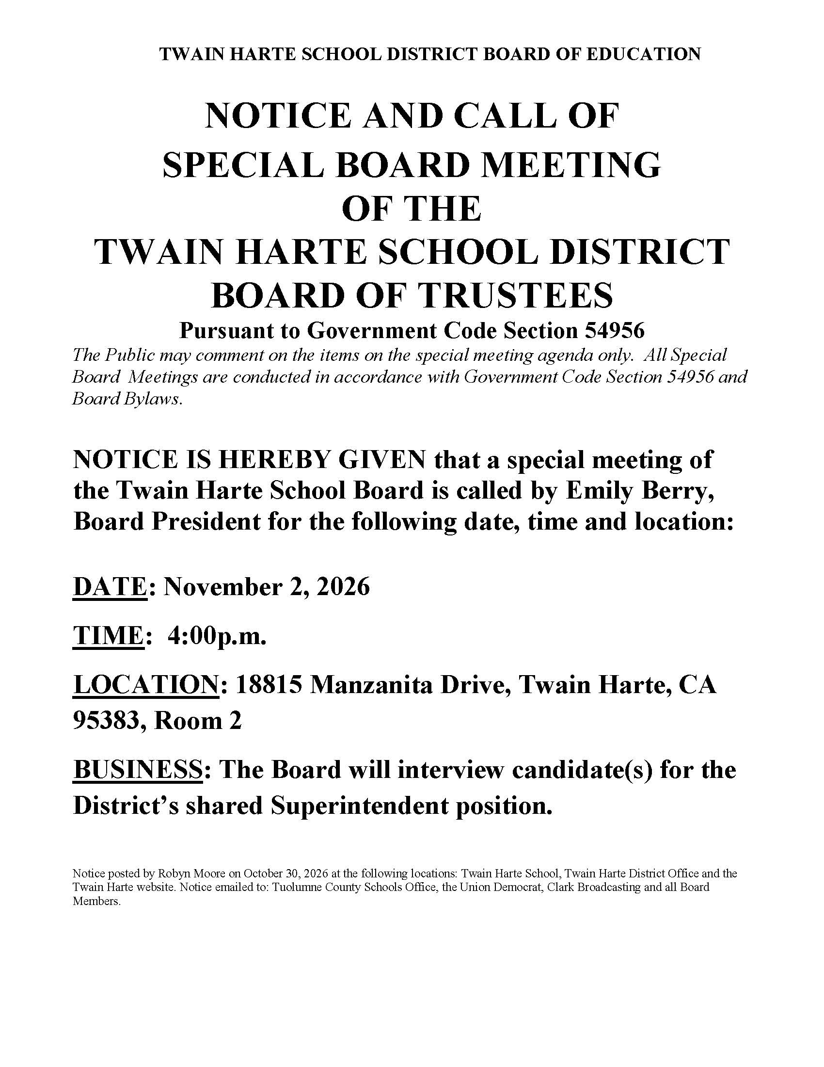 04.22.26 Notice of Special Meeting Newsletter